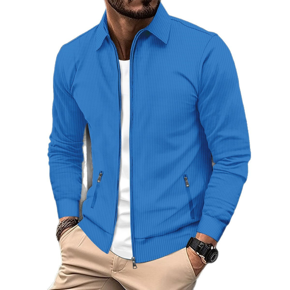 Men's Textured Zip-Up Jacket