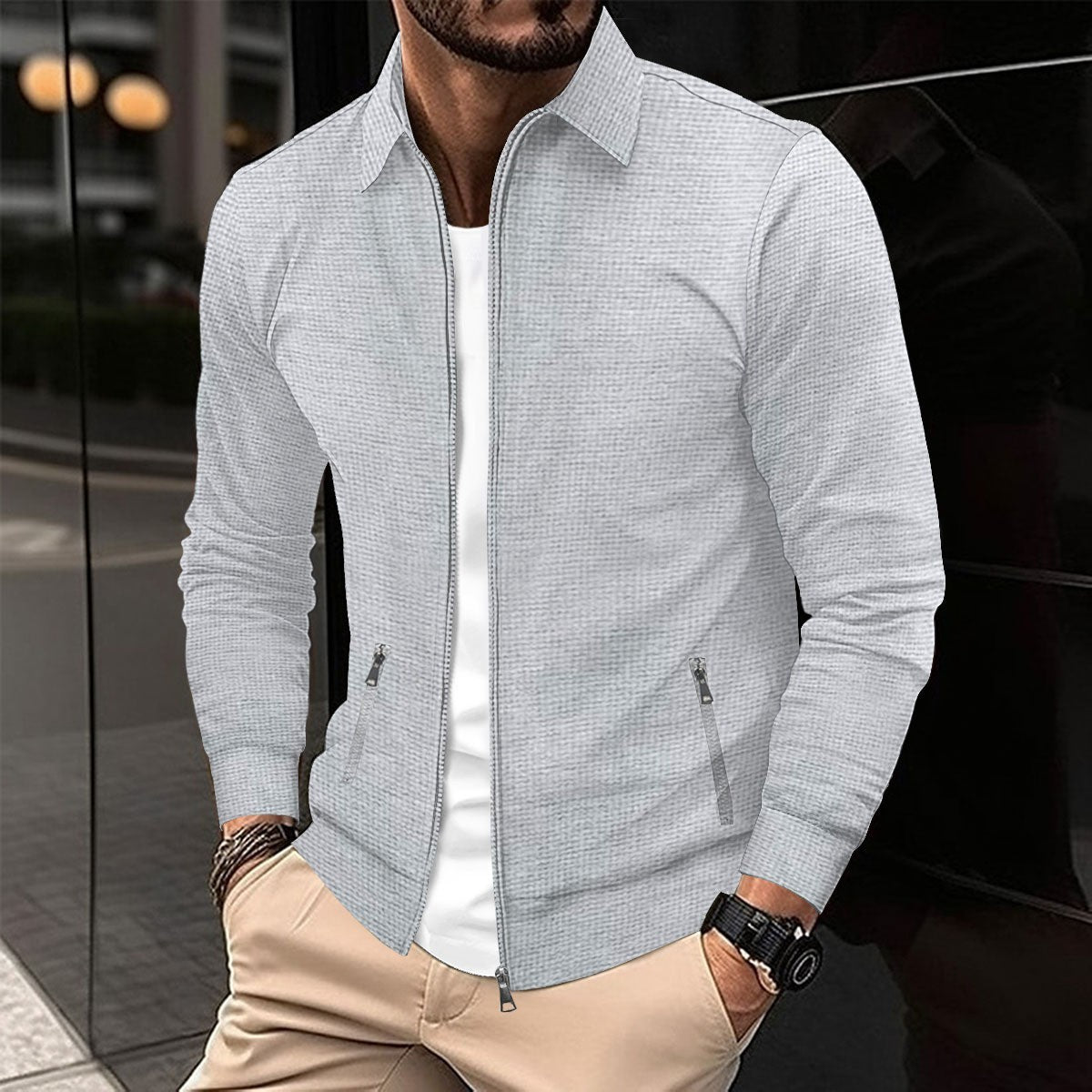 Men's Textured Zip-Up Jacket