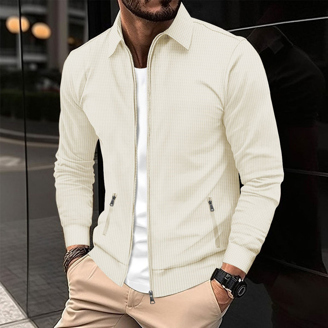 Men's Textured Zip-Up Jacket