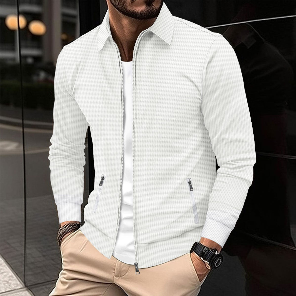 Men's Textured Zip-Up Jacket