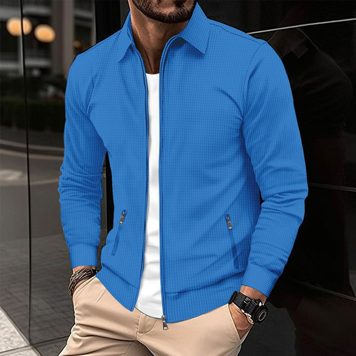 Men's Textured Zip-Up Jacket